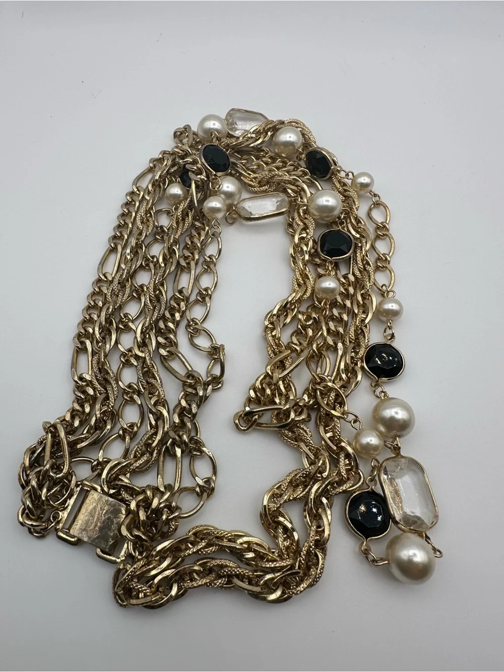 Gold-Tone Multi-Strand Pearl & Crystal Necklace - Women Jewelry